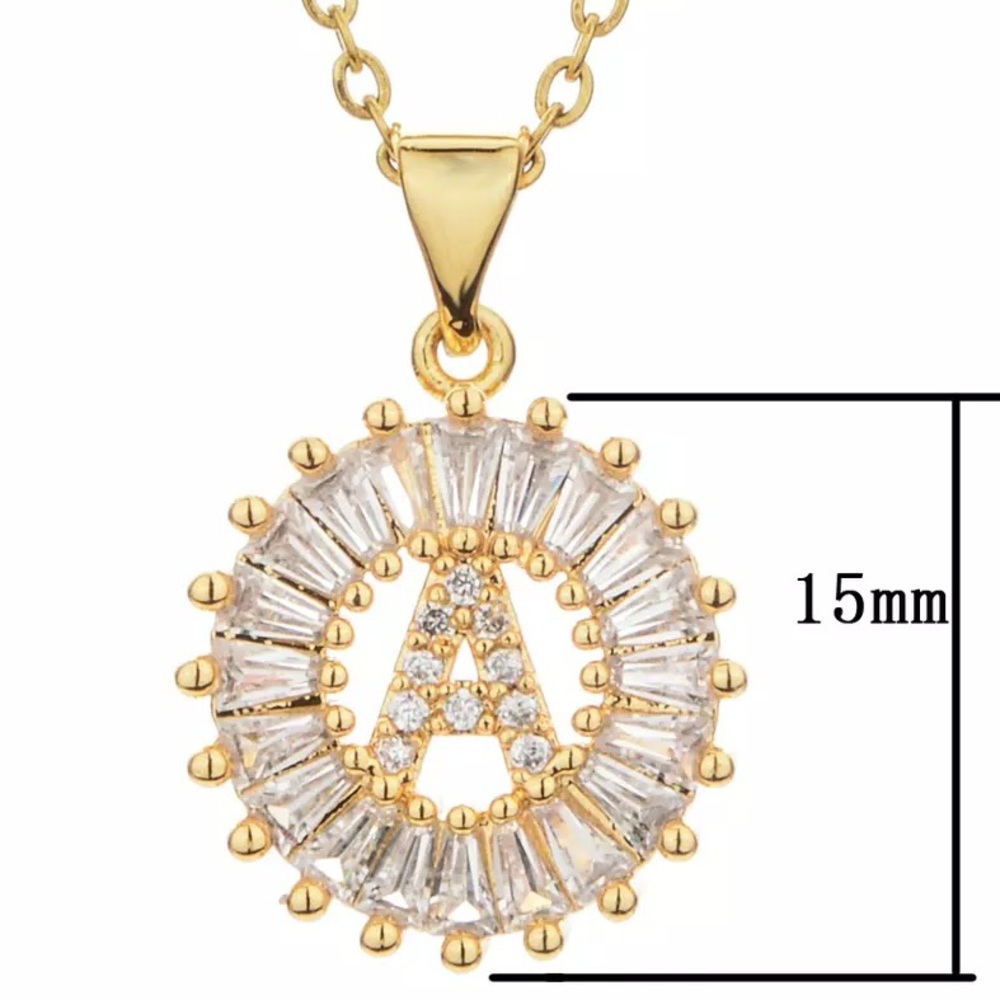 Gold Initial Crystal Sparkly Pendant Necklace A-Z - Picture 9 of 10